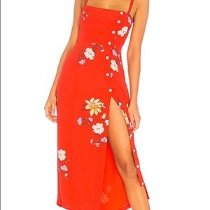 Capulet Red midi dress with buttons